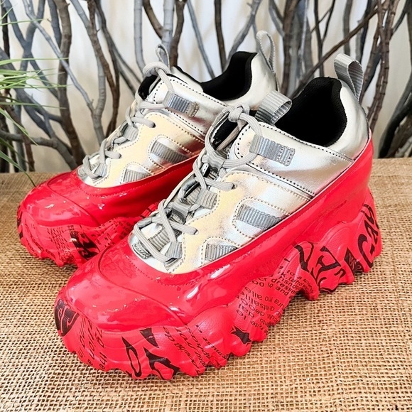 Anthony Wang BlackBerry-04 ColorBlock Wedge Platform Sneakers Size 8 - Picture 4 of 13